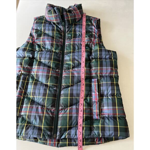 Lands End Tartan Plaid Quilted Down Zippered Higher Neck Puffer Vest Pockets XS - Picture 10 of 11